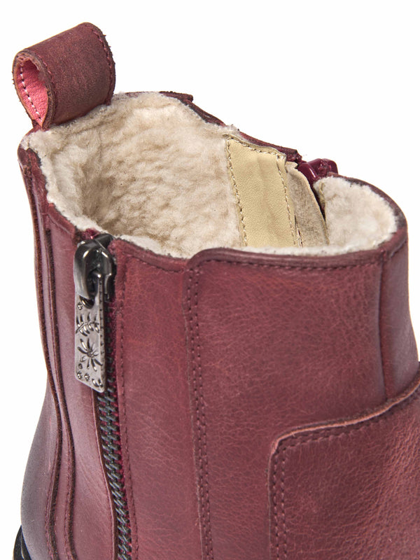 Red fleece lined ankle boot - HATTER 2 ZINFANDEL RED WAXY