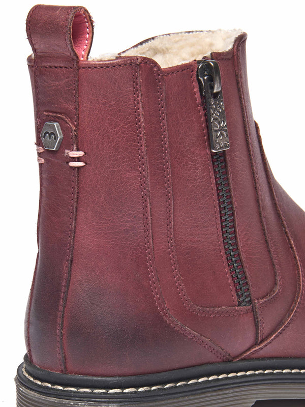 Red fleece lined ankle boot - HATTER 2 ZINFANDEL RED WAXY