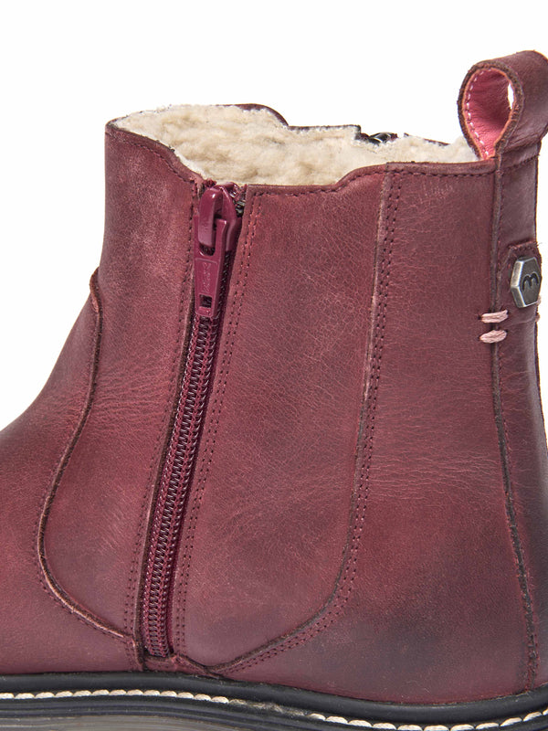 Red fleece lined ankle boot - HATTER 2 ZINFANDEL RED WAXY