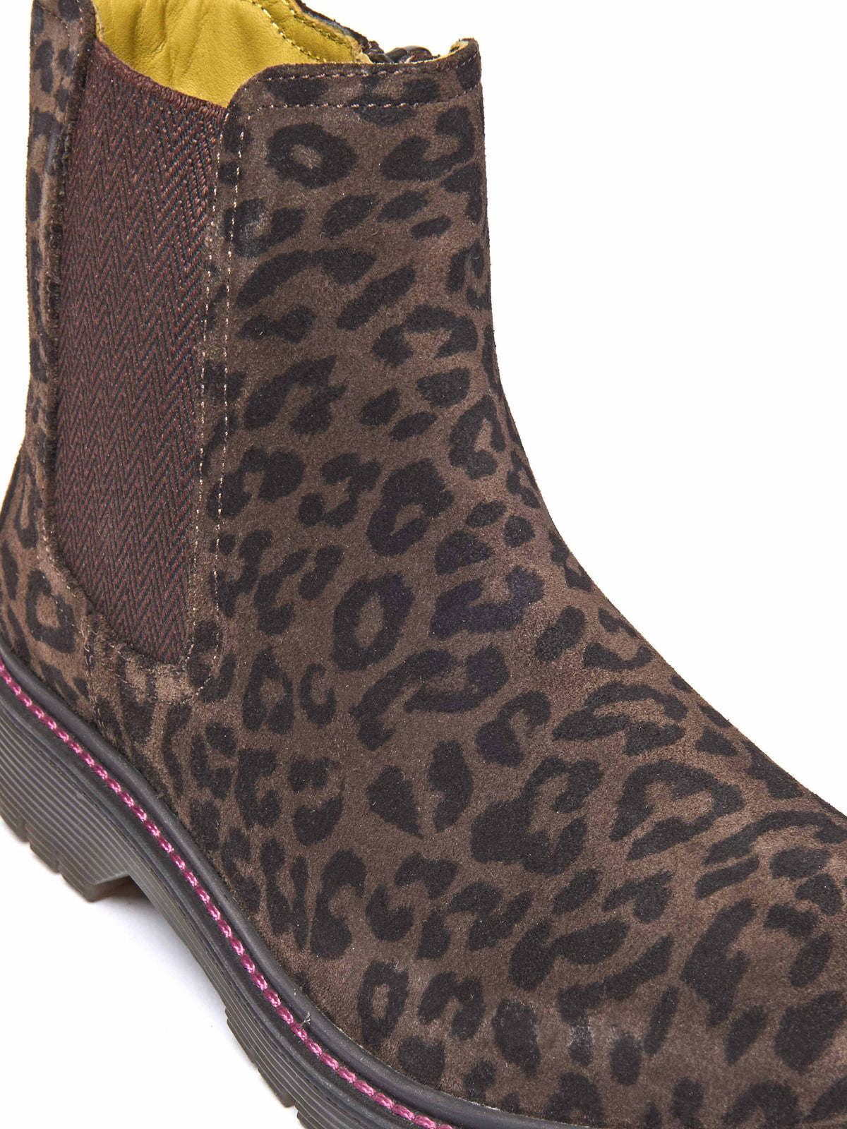 Brown chunky Chelsea boot - SKERRY 2 BROWN LEOPARD PRINT SUEDE