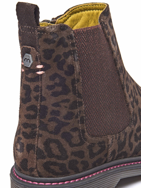 Brown chunky Chelsea boot - SKERRY 2 BROWN LEOPARD PRINT SUEDE