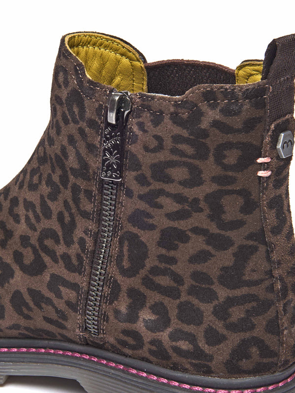 Brown chunky Chelsea boot - SKERRY 2 BROWN LEOPARD PRINT SUEDE