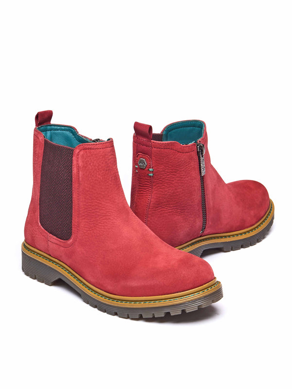 Red chunky Chelsea boot - SKERRY 2 RED NUBUCK