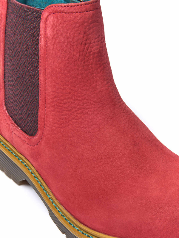 Red chunky Chelsea boot - SKERRY 2 RED NUBUCK