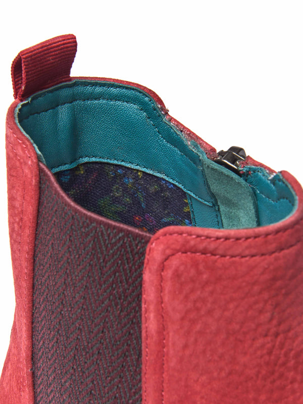 Red chunky Chelsea boot - SKERRY 2 RED NUBUCK