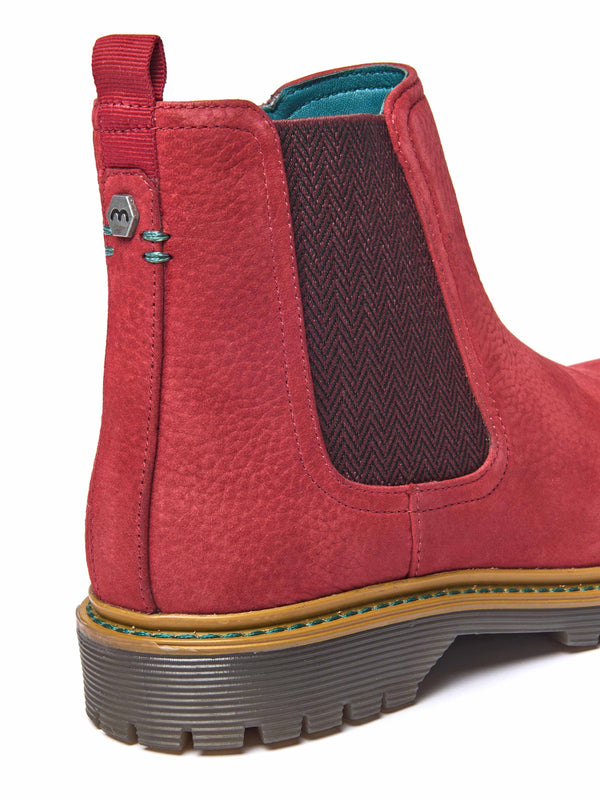 Red chunky Chelsea boot - SKERRY 2 RED NUBUCK