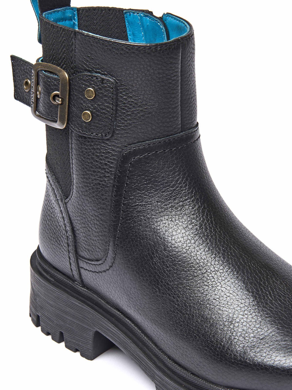 Black chunky biker boot - SEAMOUNT BLACK LEATHER