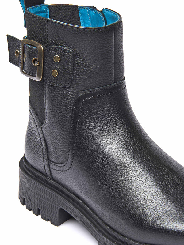 Black chunky biker boot - SEAMOUNT BLACK LEATHER