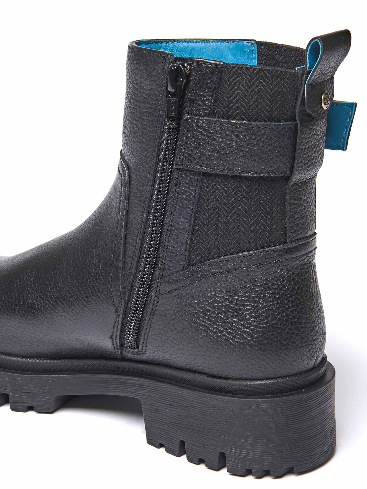 Black chunky biker boot - SEAMOUNT BLACK LEATHER