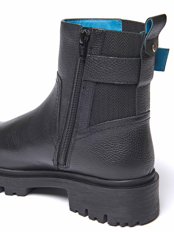 Black chunky biker boot - SEAMOUNT BLACK LEATHER