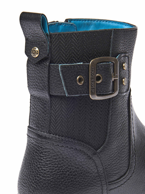 Black chunky biker boot - SEAMOUNT BLACK LEATHER