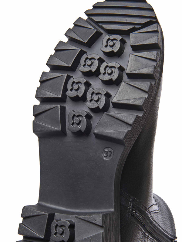 Black chunky biker boot - SEAMOUNT BLACK LEATHER