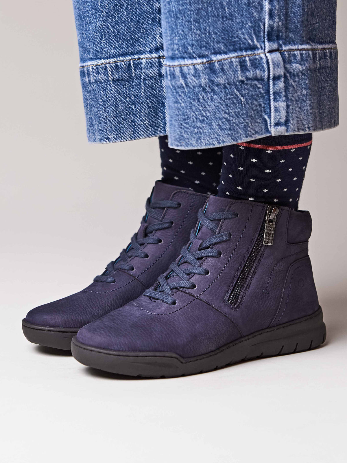 Blue adjustable ankle boot - SONJA 2 INDIGO NUBUCK