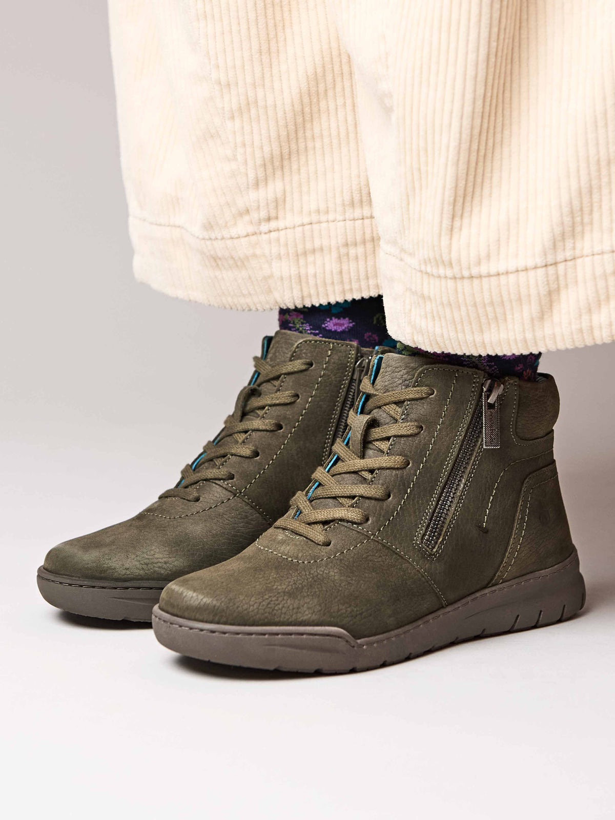 Green adjustable ankle boot - SONJA 2 OLIVE GREEN NUBUCK