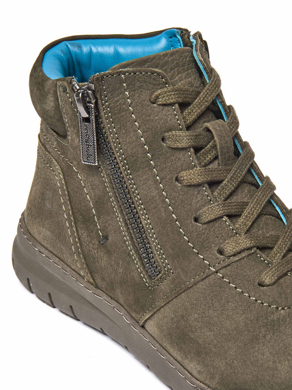 Green adjustable ankle boot - SONJA 2 OLIVE GREEN NUBUCK