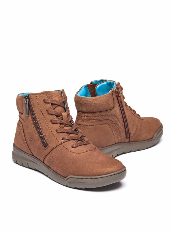 Brown adjustable ankle boot - SONJA 2 PECAN NUBUCK