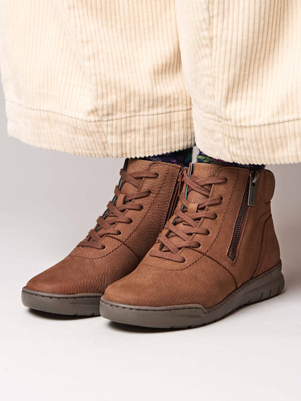 Brown adjustable ankle boot - SONJA 2 PECAN NUBUCK