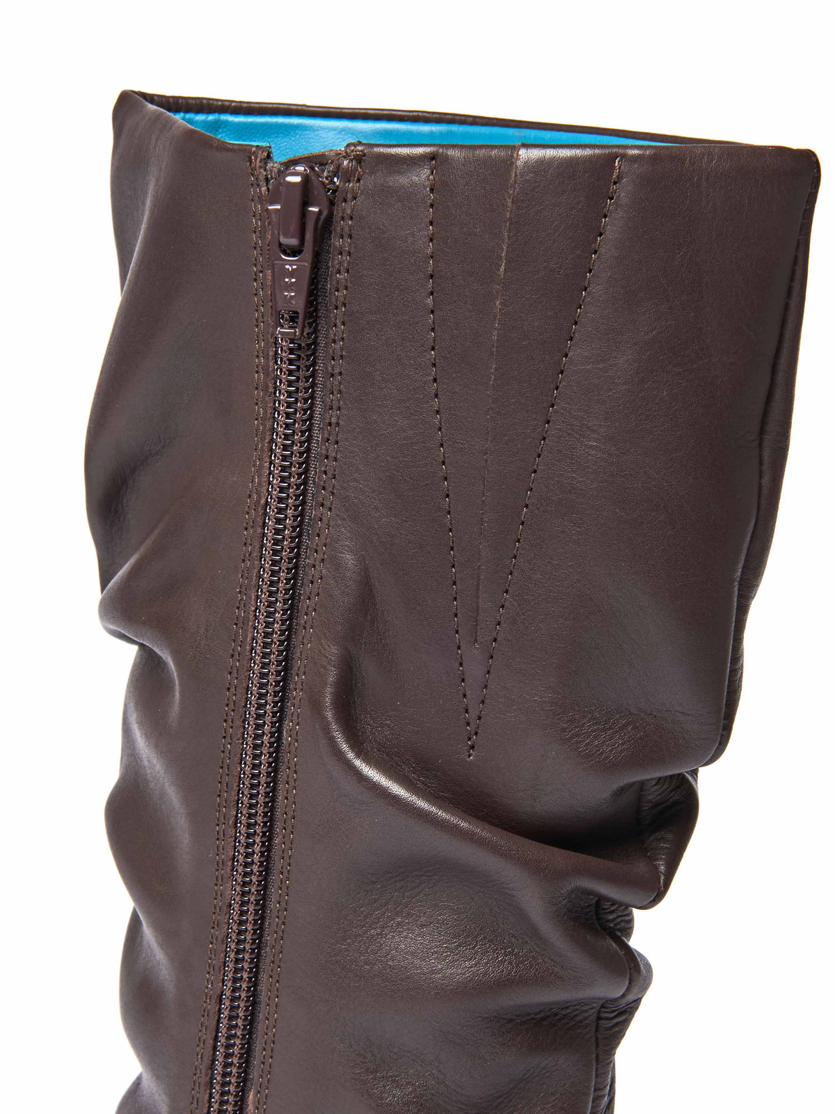 Brown slouchy leather mid calf boot - GLACIER LEATHER BROWN