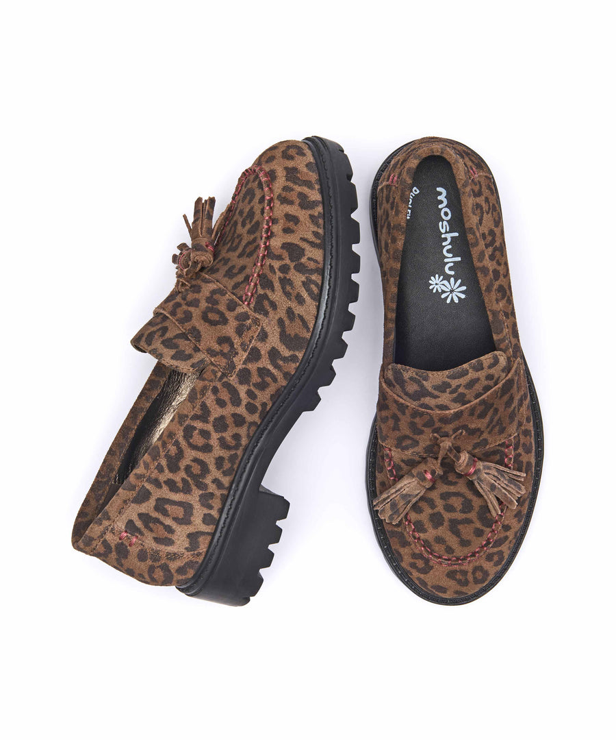 BLOOMER BROWN LEOPARD PRINT SUEDE