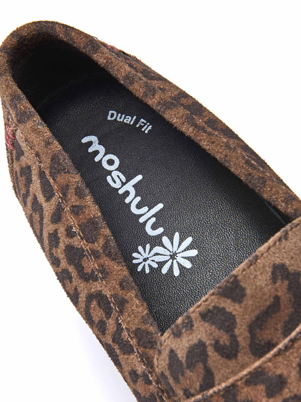 Brown dual-fit penny loafer - BLOOMER BROWN LEOPARD PRINT SUEDE