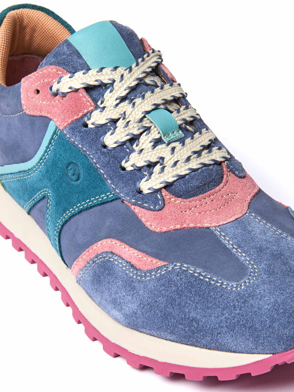 Blue sporty lace up trainer - REMI DEEP HARBOUR BLUE NUBUCK/SUEDE