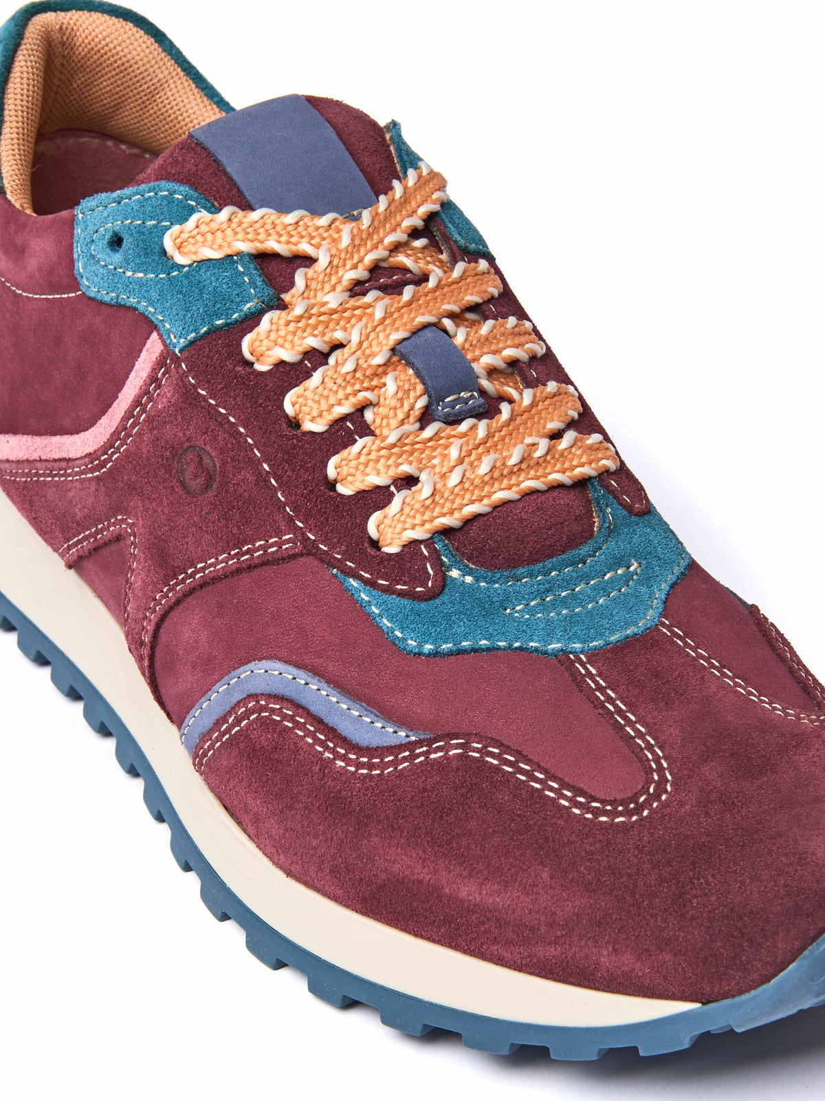 Red:Blue sporty lace up trainer - REMI ZINFANDEL RED NUBUCK/SUEDE