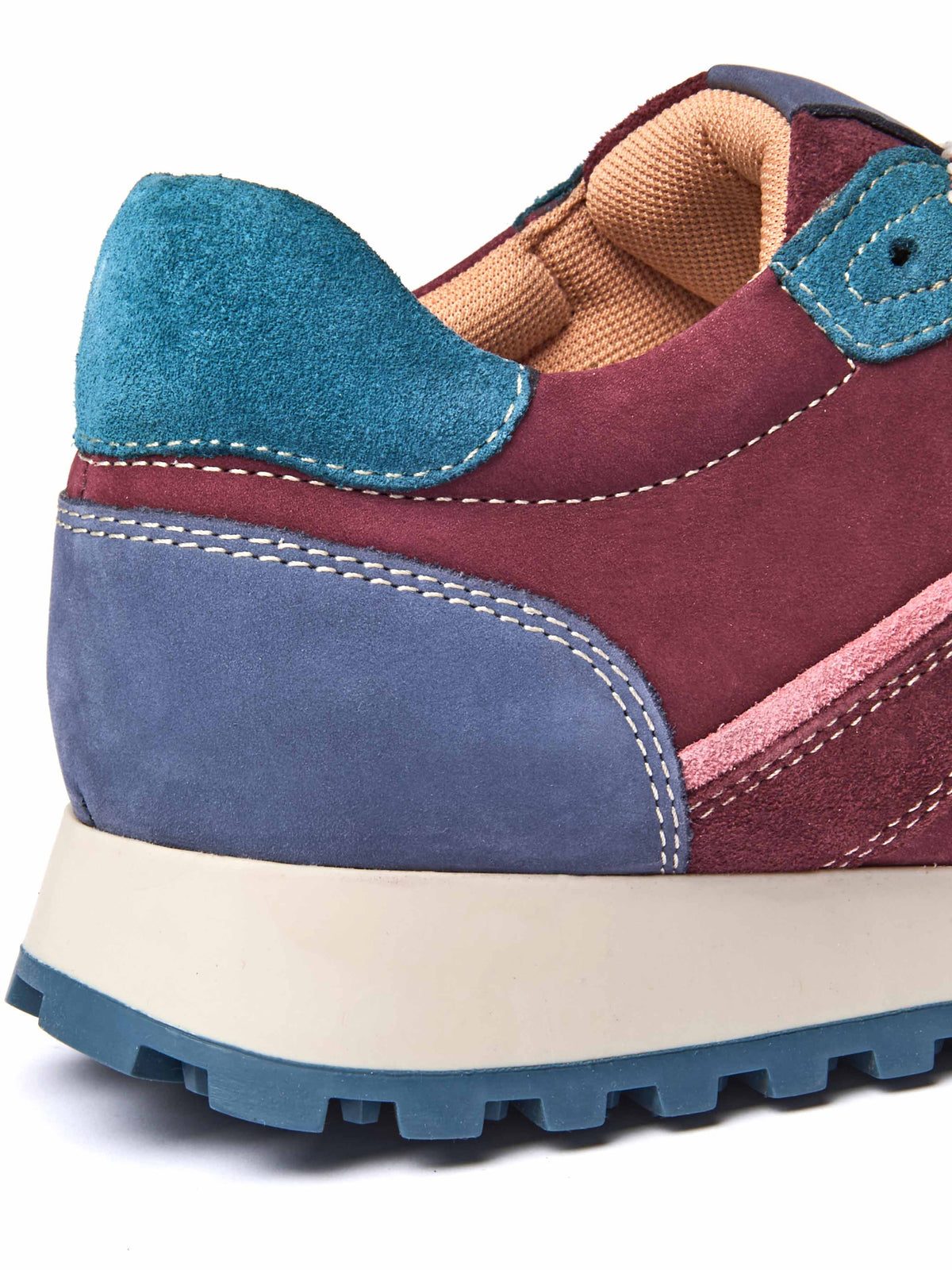 Red:Blue sporty lace up trainer - REMI ZINFANDEL RED NUBUCK/SUEDE