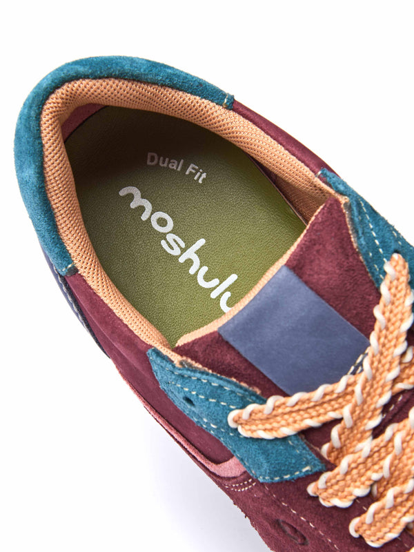 Red:Blue sporty lace up trainer - REMI ZINFANDEL RED NUBUCK/SUEDE