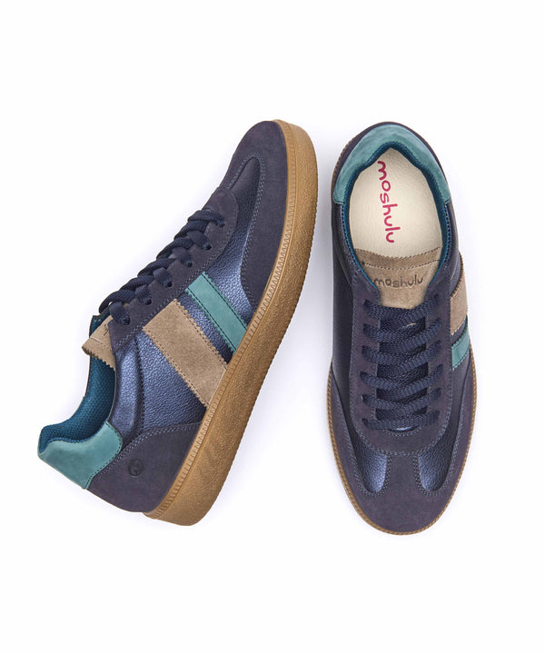 JESS INDIGO METALLIC LEATHER/ SUEDE