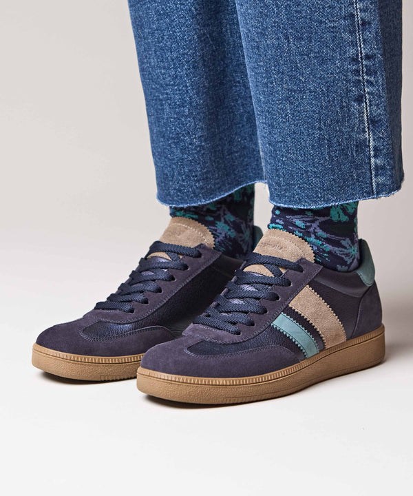 JESS INDIGO METALLIC LEATHER/ SUEDE