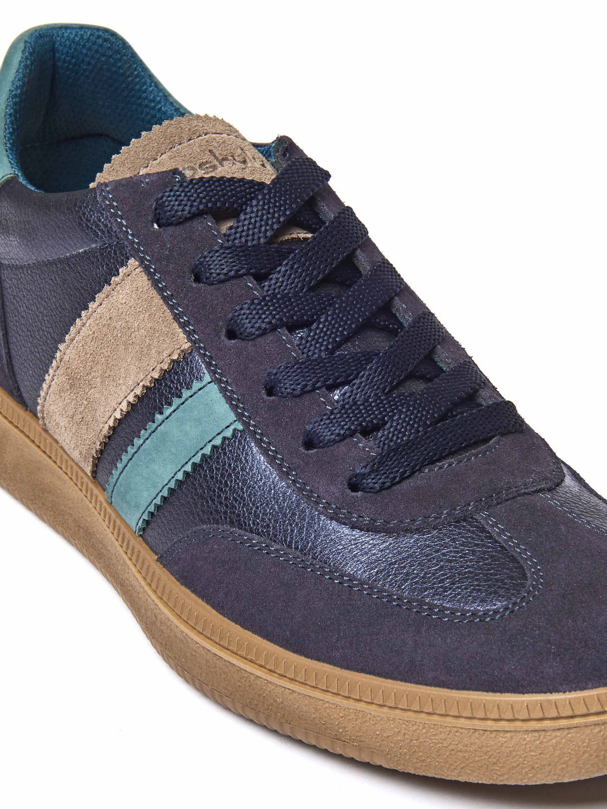 Blue colourful and metallic fashion trainers - JESS INDIGO METALLIC LEATHER/ SUEDE