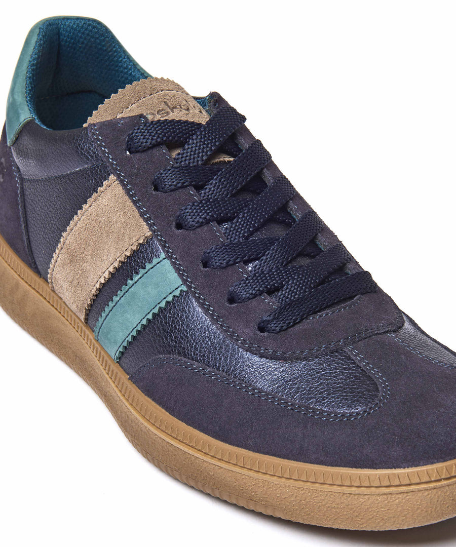 JESS INDIGO METALLIC LEATHER/ SUEDE