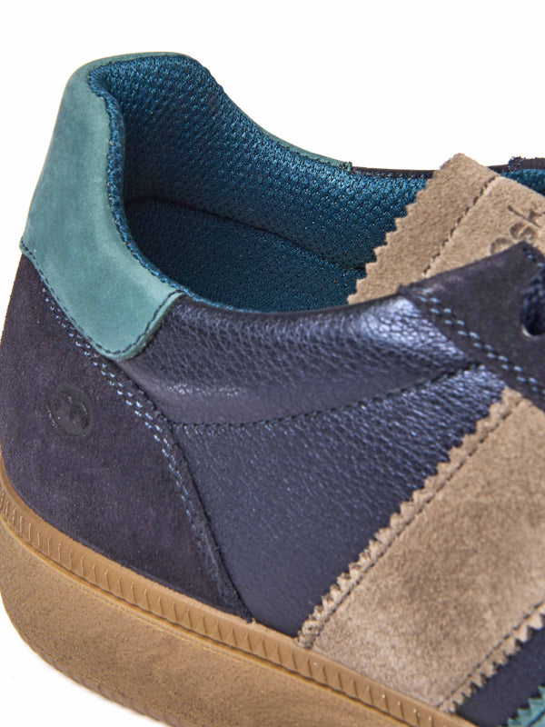 Blue colourful and metallic fashion trainers - JESS INDIGO METALLIC LEATHER/ SUEDE