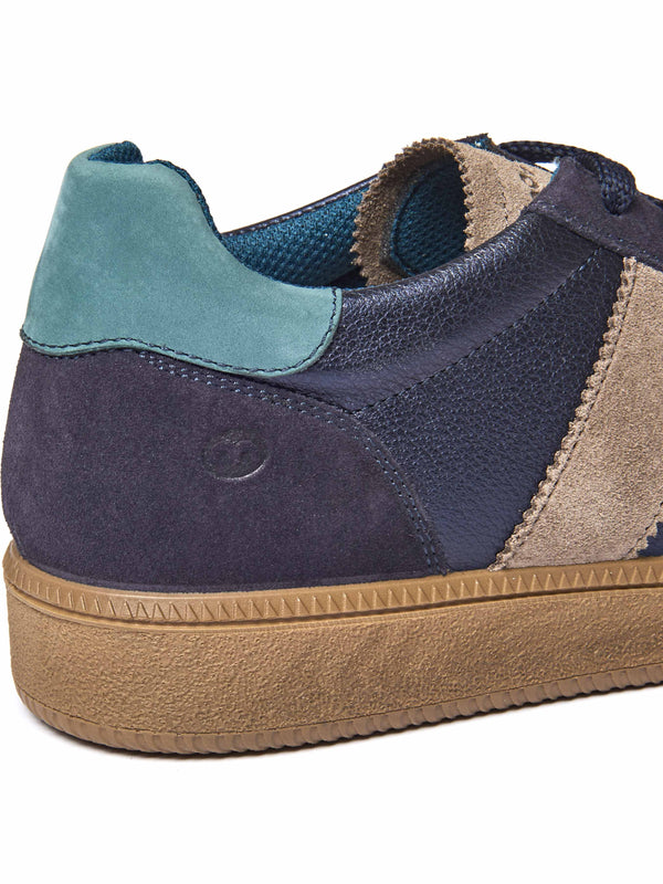 Blue colourful and metallic fashion trainers - JESS INDIGO METALLIC LEATHER/ SUEDE
