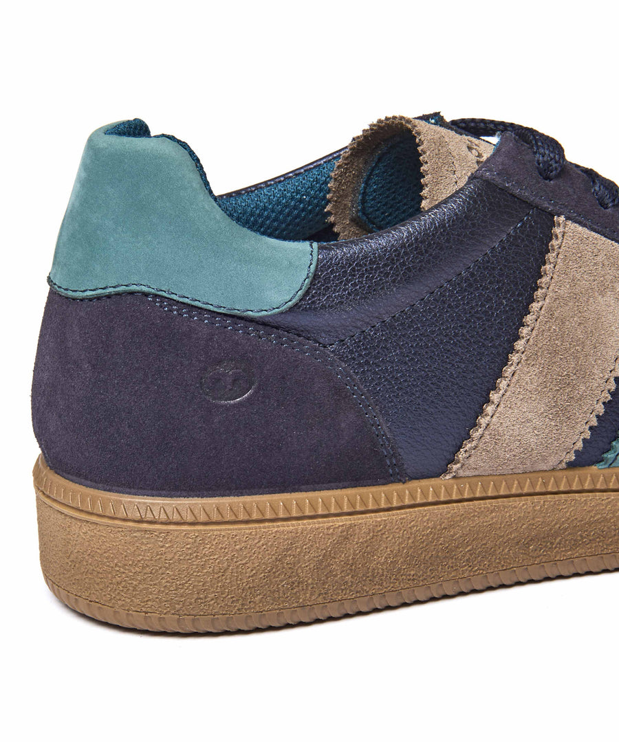 JESS INDIGO METALLIC LEATHER/ SUEDE