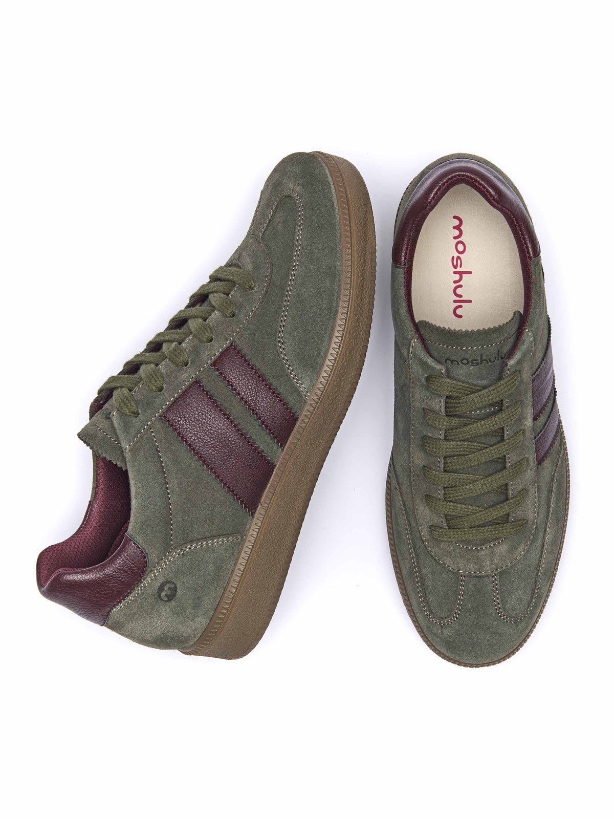 Green colourful and metallic fashion trainers - JESS OLIVE GREEN SUEDE