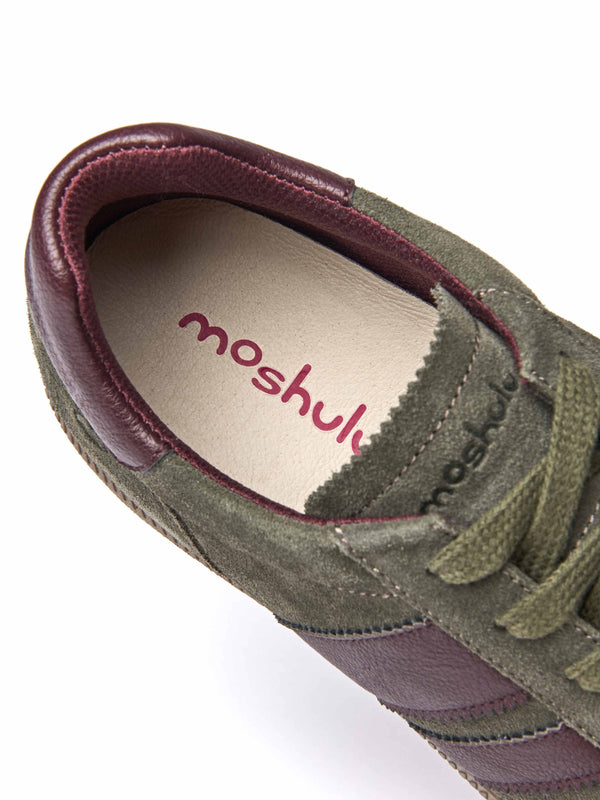 Green colourful and metallic fashion trainers - JESS OLIVE GREEN SUEDE