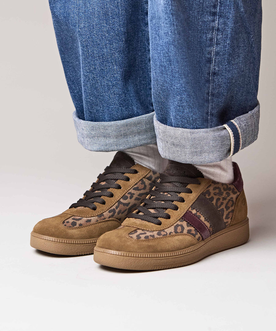 JESS PECAN LEOPARD PRINT SUEDE