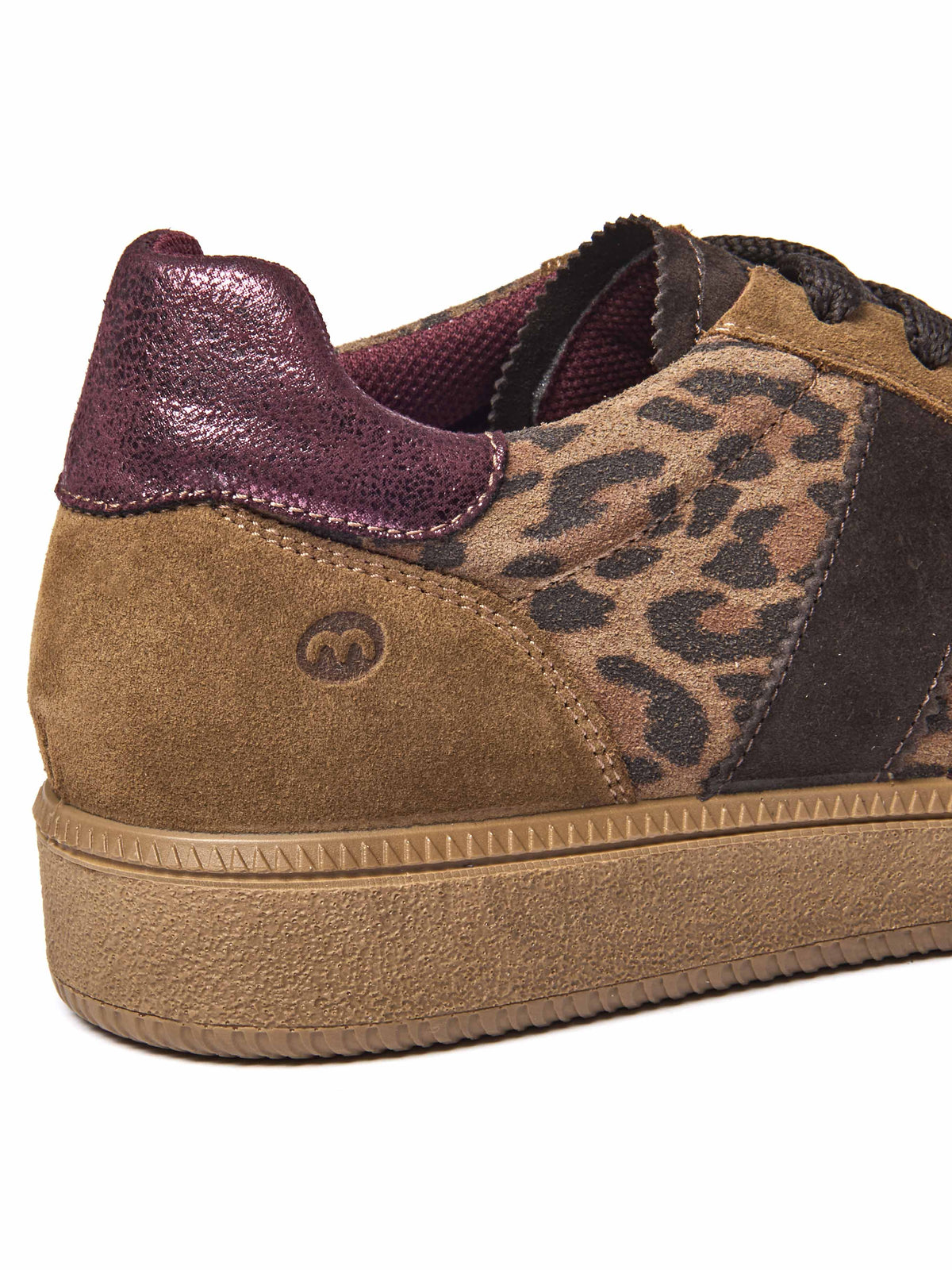 Brown / Animal Print colourful and metallic fashion trainers - JESS PECAN LEOPARD PRINT SUEDE