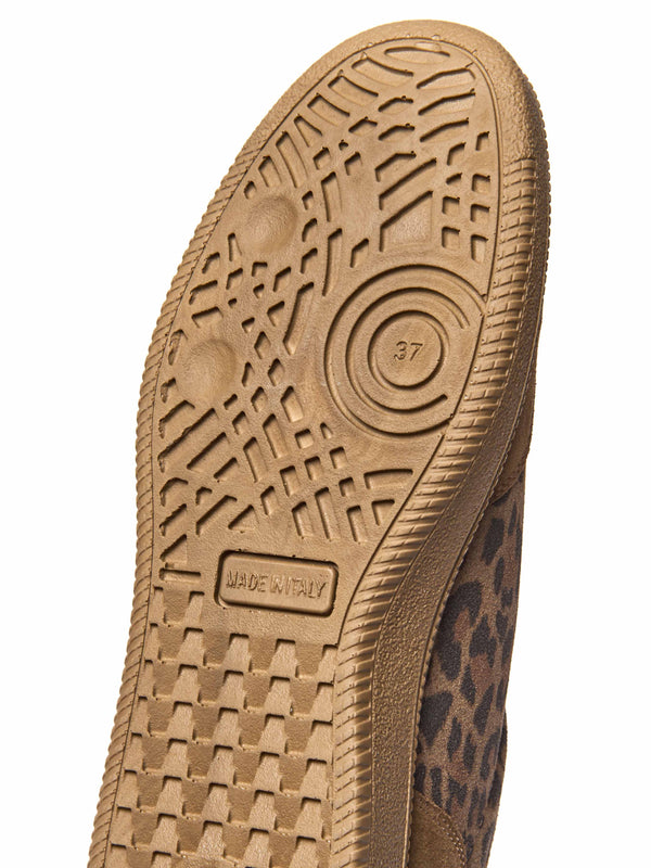 Brown / Animal Print colourful and metallic fashion trainers - JESS PECAN LEOPARD PRINT SUEDE