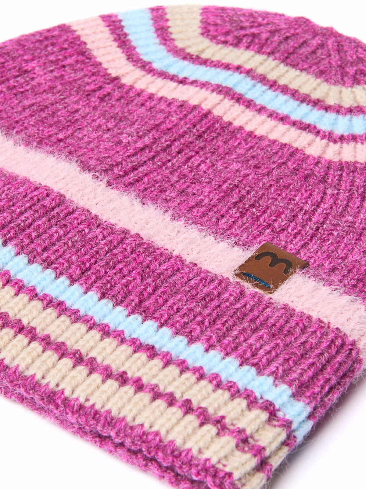 Pink marled knit striped hat - WARBLER HAT FUCHSIA PINK