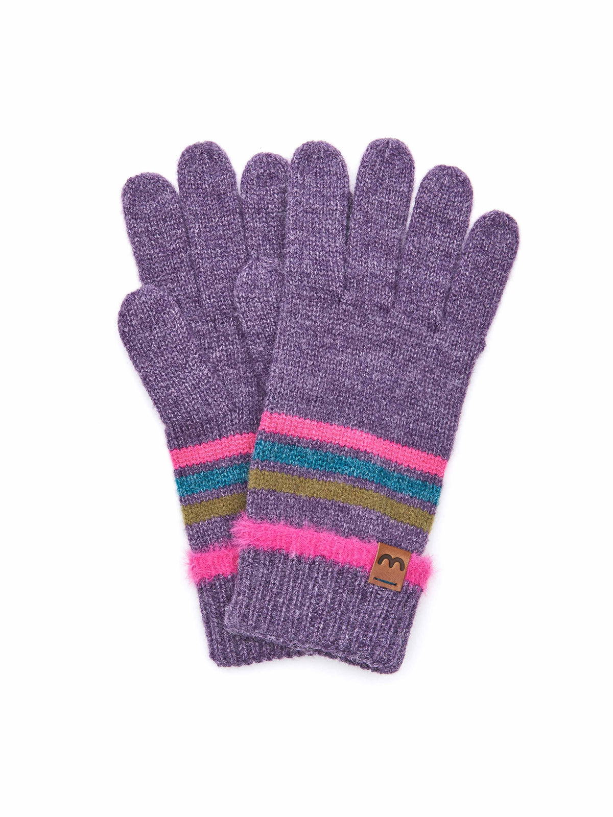 Purple marled knit striped glove - WARBLER GLOVE HYACINTH