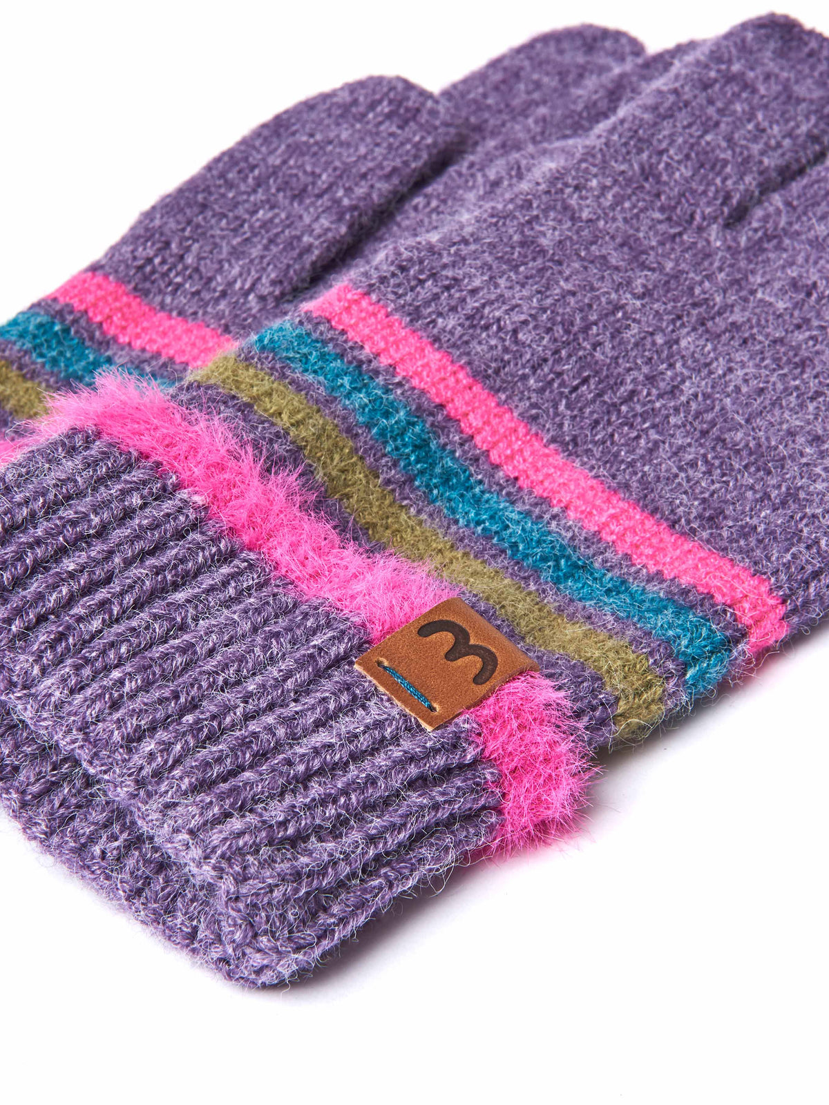 Purple marled knit striped glove - WARBLER GLOVE HYACINTH