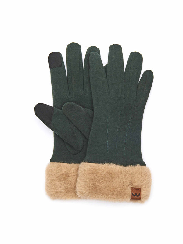 Green touch screen gloves - GREBE GLOVE PINE GREEN