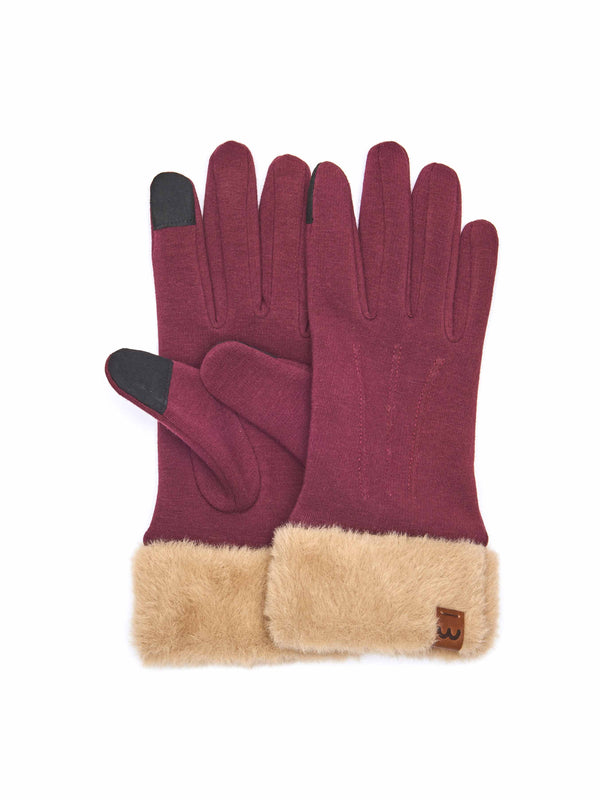 Red touch screen gloves - GREBE GLOVE ZINFANDEL RED