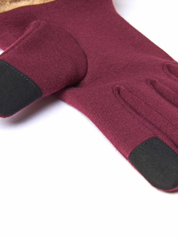 Red touch screen gloves - GREBE GLOVE ZINFANDEL RED