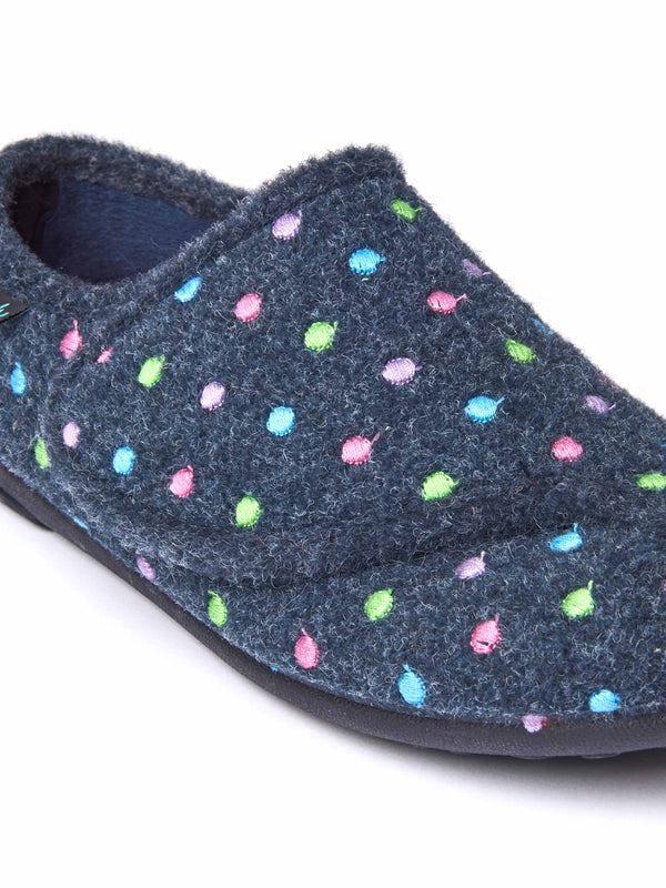 Blue adjustable touch fastening slipper - WATKIN NAVY