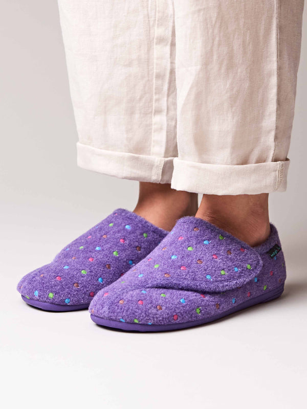 Purple adjustable touch fastening slipper - WATKIN VIOLET