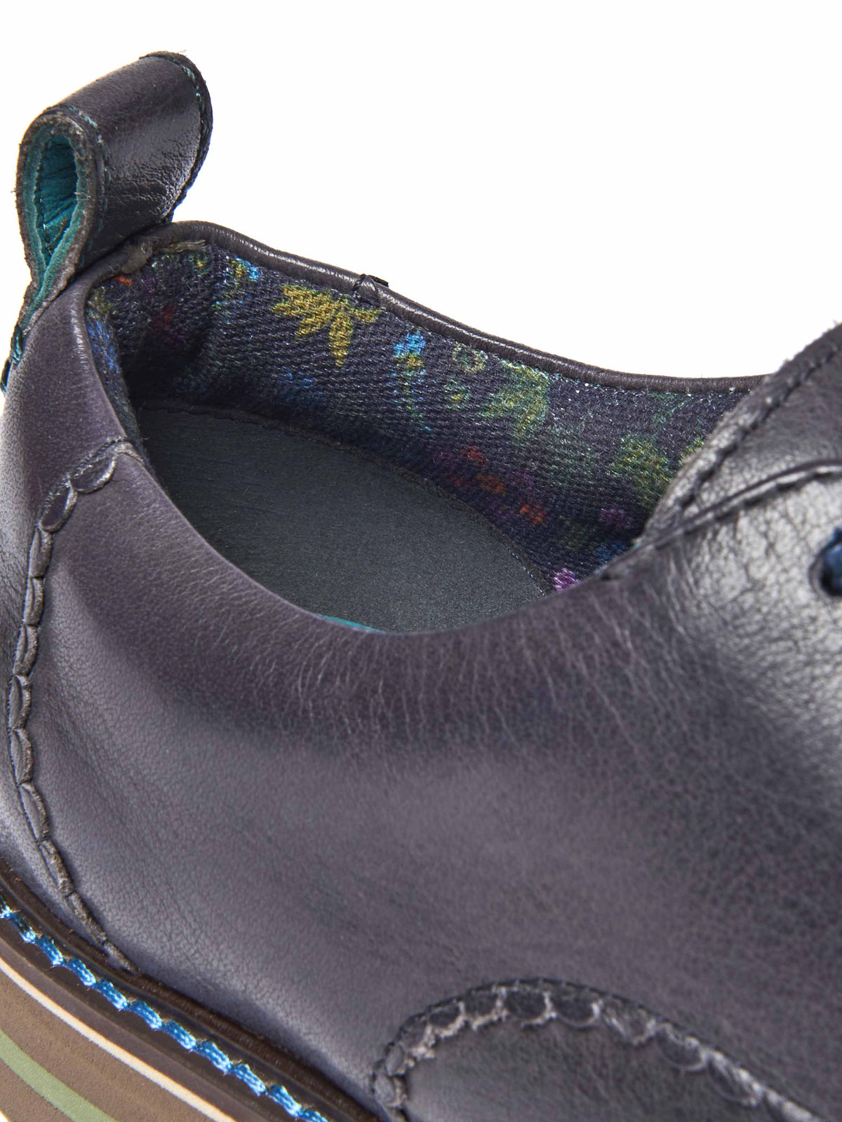 Blue smart scalloped-edge leather Derbys - RAFFLESIA INDIGO LEATHER