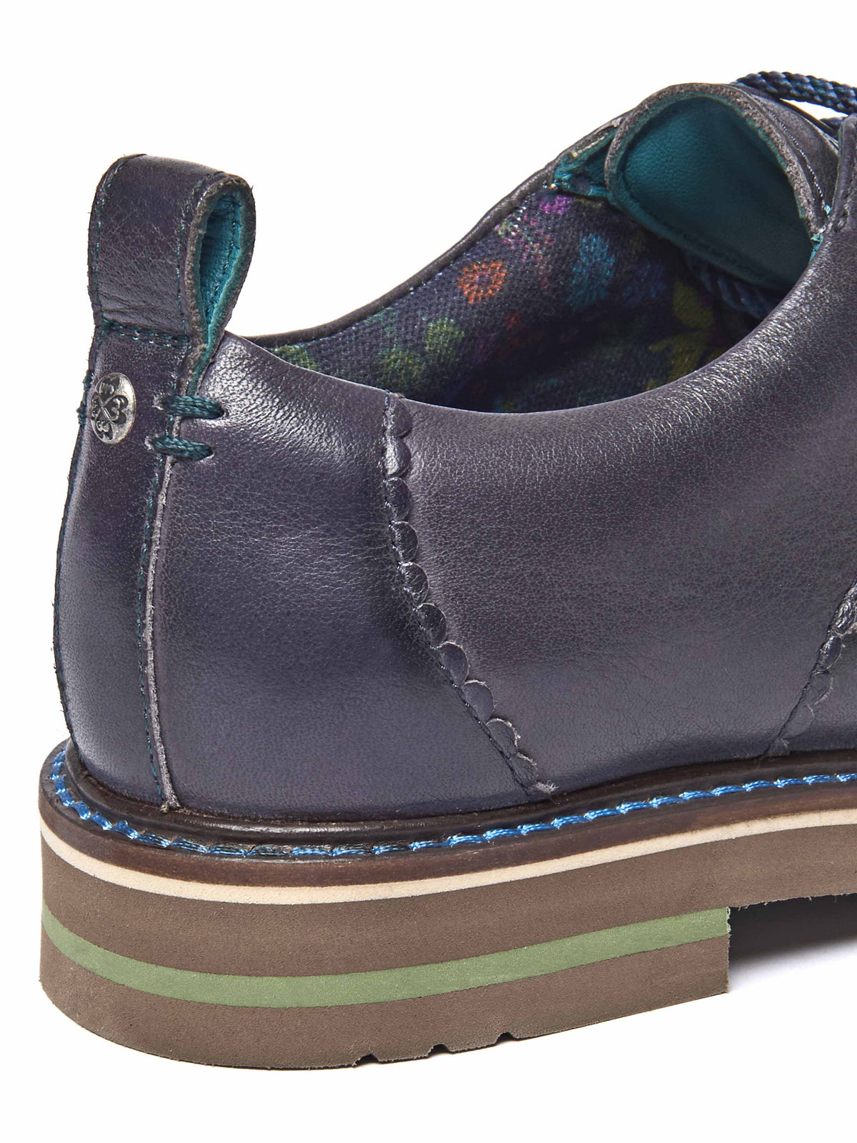 Blue smart scalloped-edge leather Derbys - RAFFLESIA INDIGO LEATHER